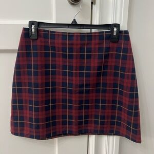 Aritzia Sunday Best Red and Navy Plaid Mini Skirt